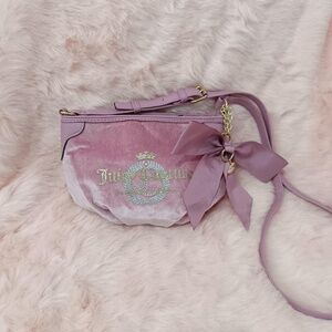 Juicy Couture Pink Wallet Pouch Crossbody Bag Purse Bow Charm Vintage Logo Rare